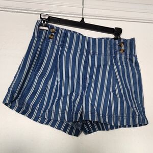 High rise Chambray Navy Blue white stripes American Eagle Size 6